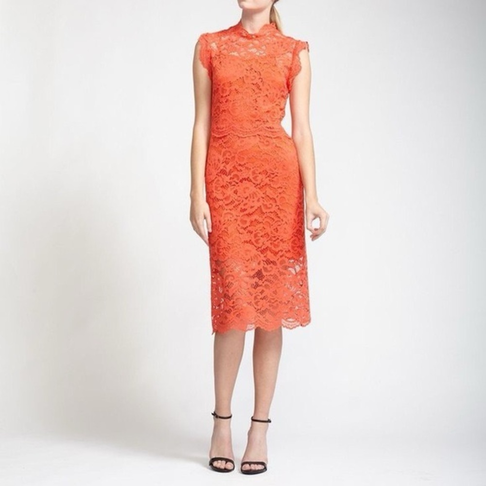 Cynthia Rowley Orange Lace Midi Dress